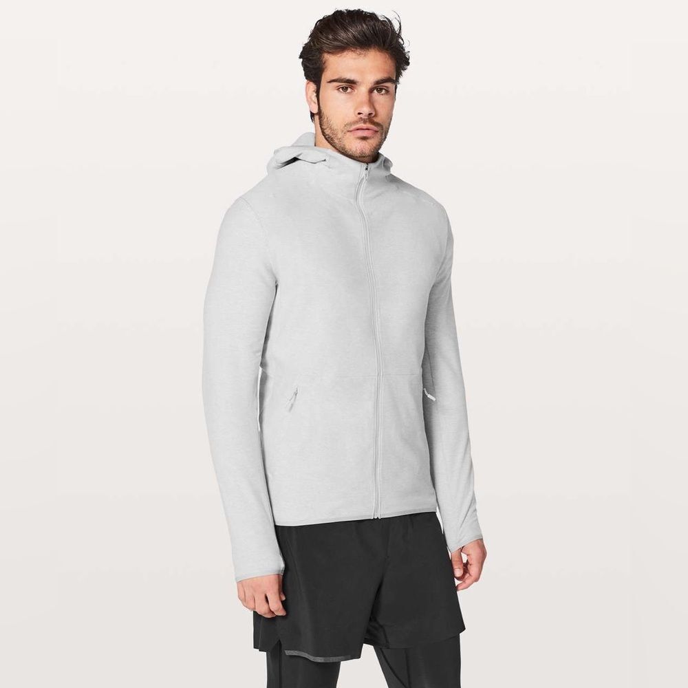 Men’s Lululemon Surge Warm Full Zip Heathered Sea Salt Hoodie Large
